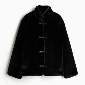 H&M Black Fluffy Jacket with tie closure